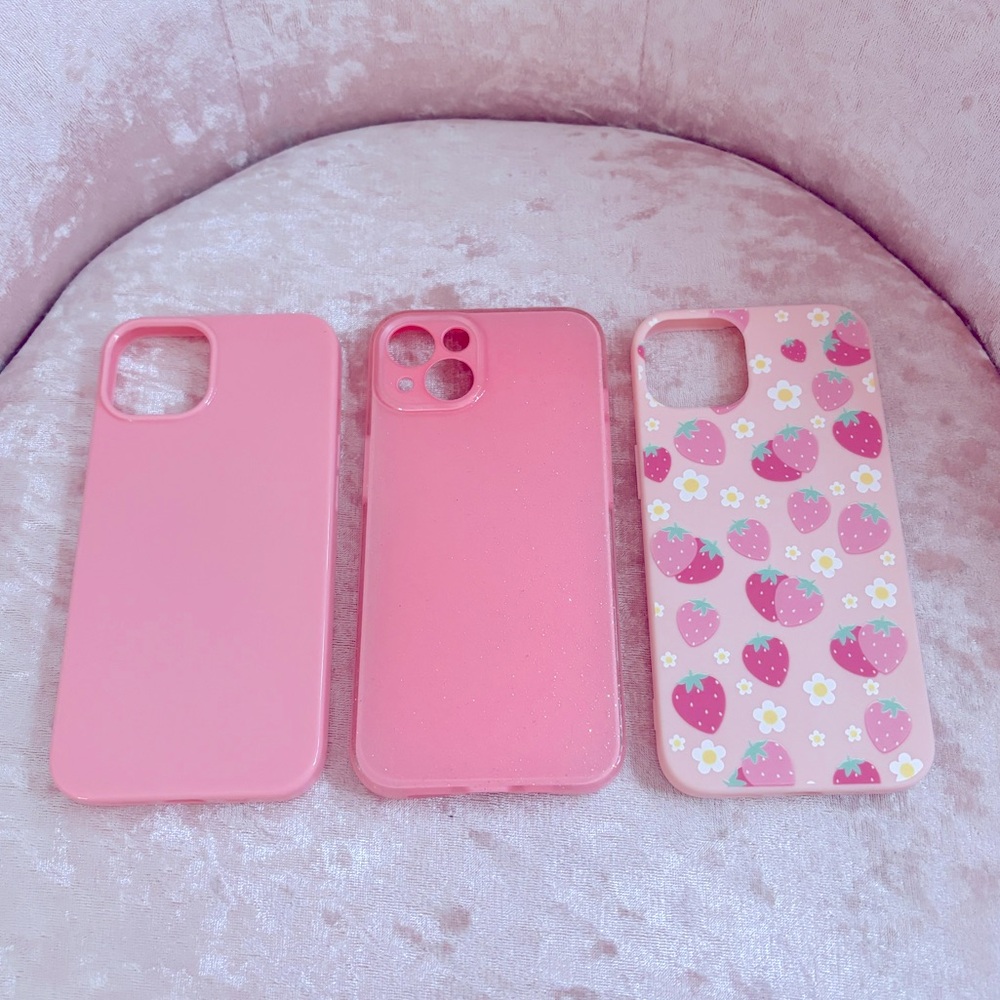 iPhone 14 pink phone cases 🎀🍓📱 Set of 3!